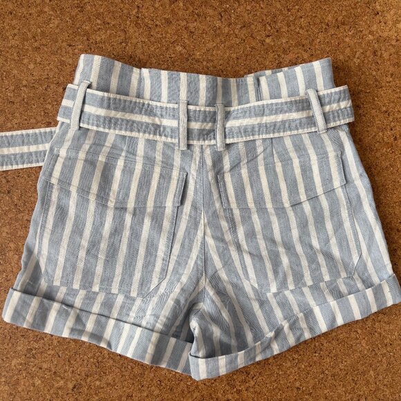 Frame Striped Casual Linen Blend Paperbag Shorts, size 00 - Picture 3 of 4